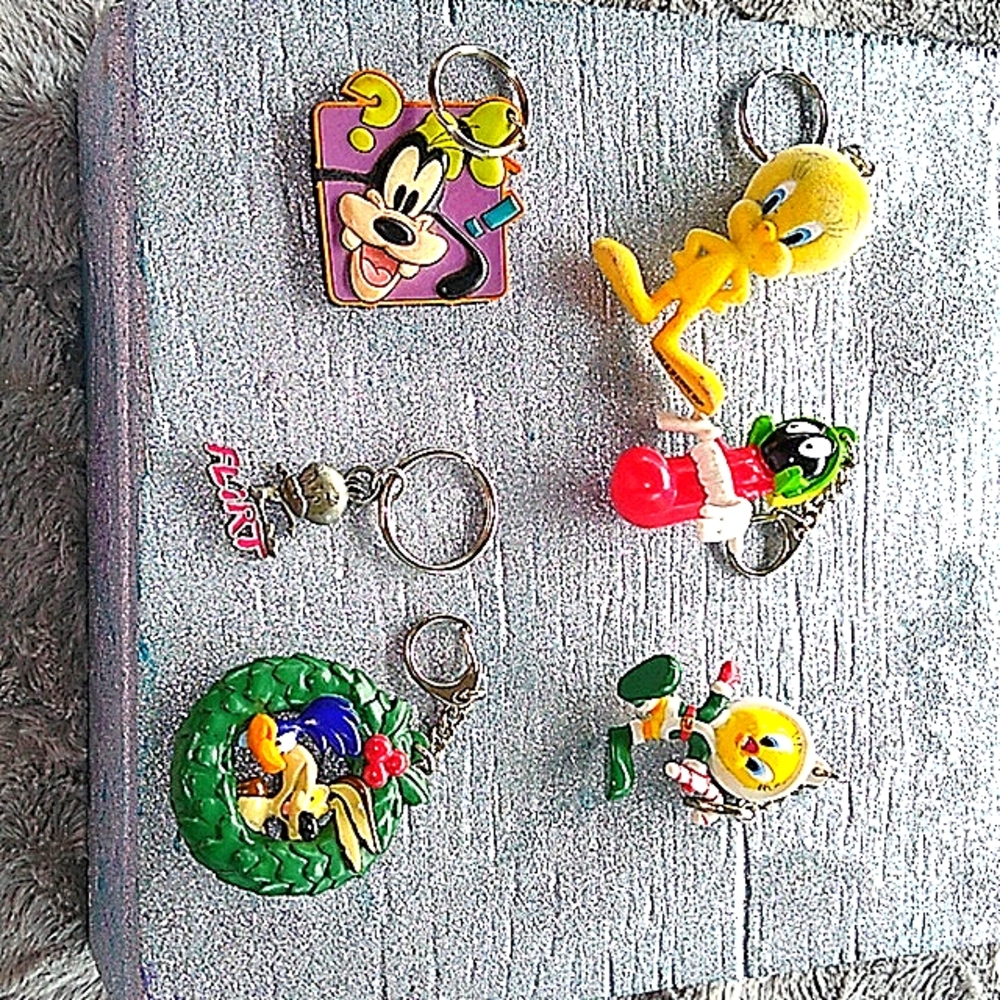 T-240 Set of 6 different mixed character cartoon keychains